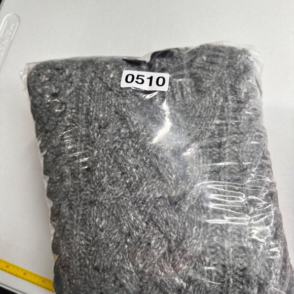 Vtg Express Gray Cable Knit Wool Blend Sweater L Crewneck Warm Coastal Y2K Retro - Picture 8 of 10